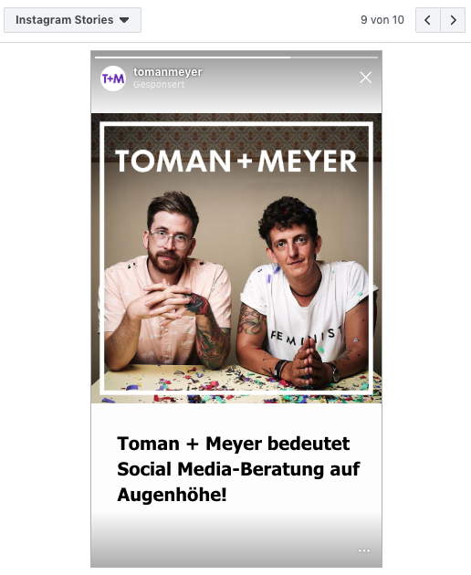 Screenshot einer Story Ad auf Instagram